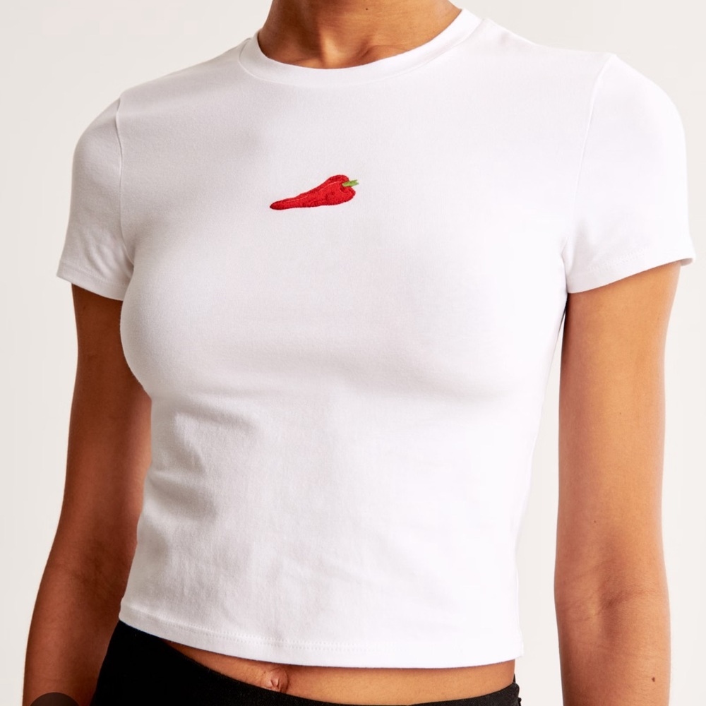 NWT Abercrombie and Fitch Graphic Baby Tee Red Pepper
